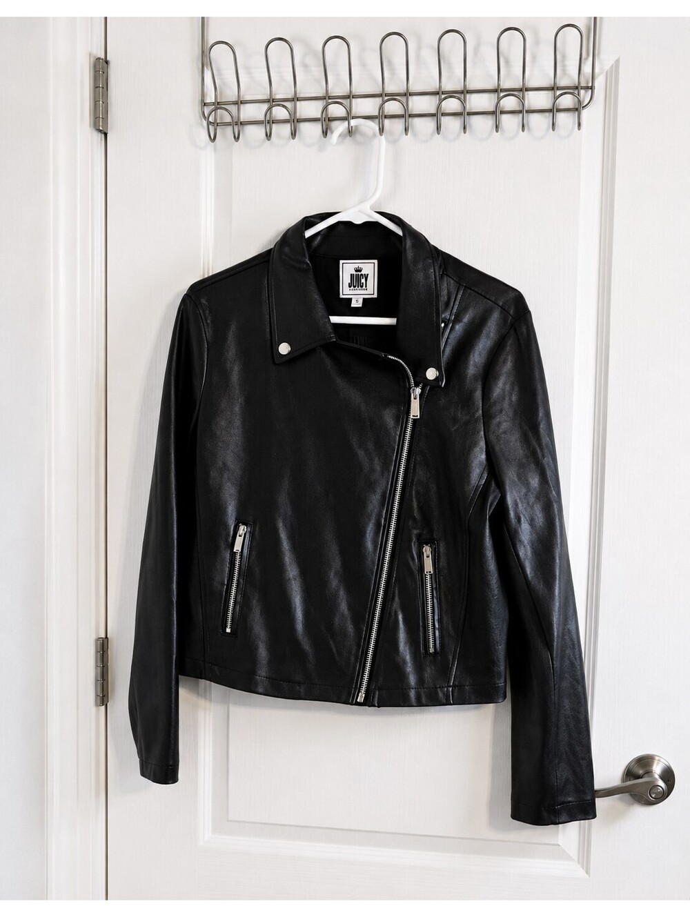 Juicy Couture Black Faux Leather Moto Jacket Women’s Large